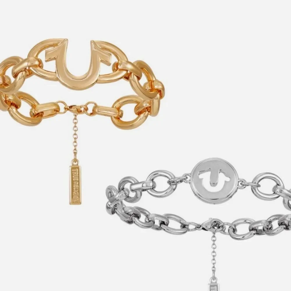 True Religion Setbof 2 Two-Tone Logo Chain Bracelet